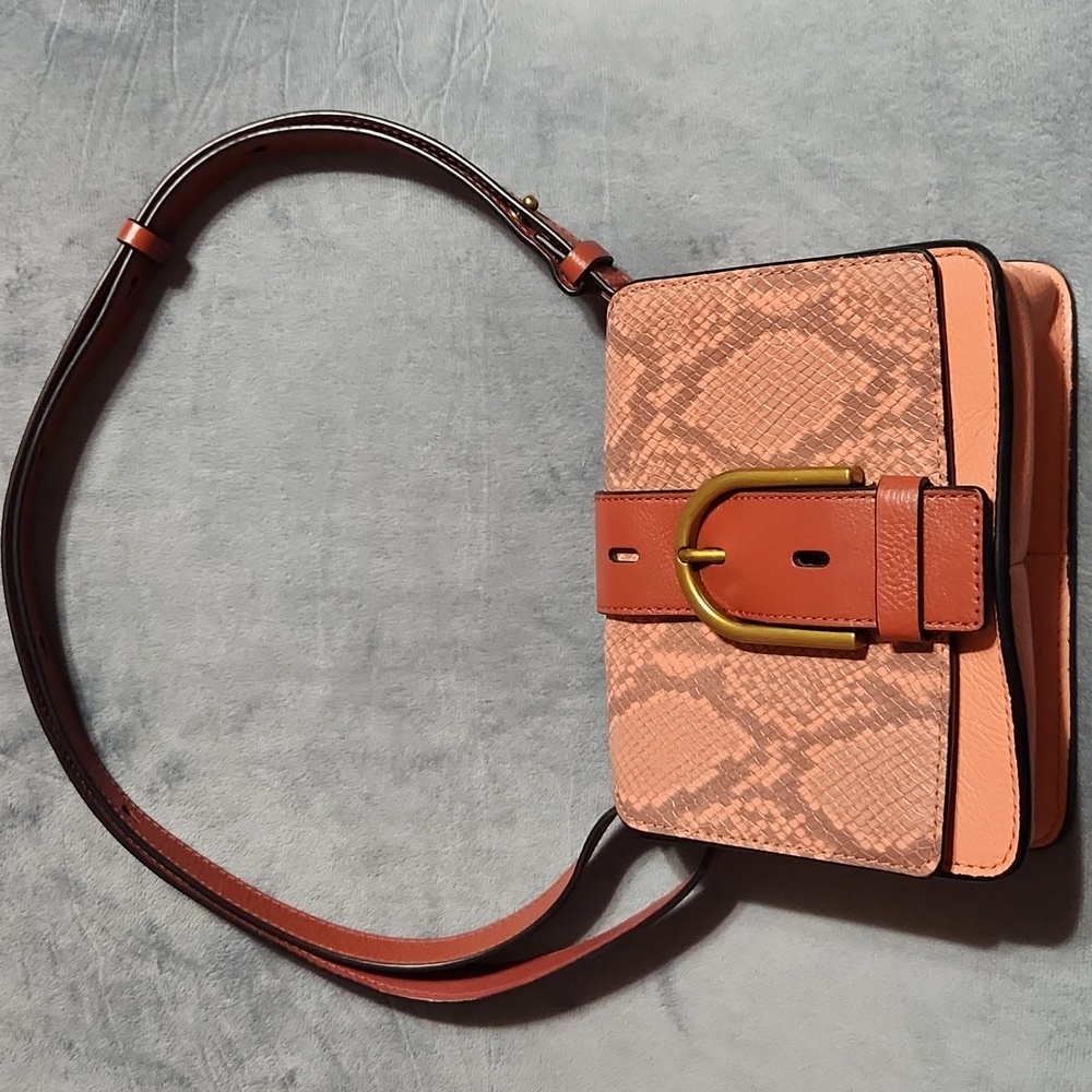 FOSSIL Pink SnakeSkin Leather Crossbody 7x5x2 NWOT